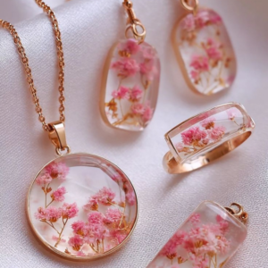Handmade Resin Pendant, Earrings & Ring Set