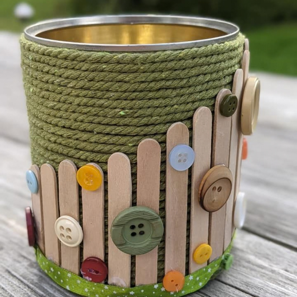Rope-Wrapped Wooden Stick Pen Stand
