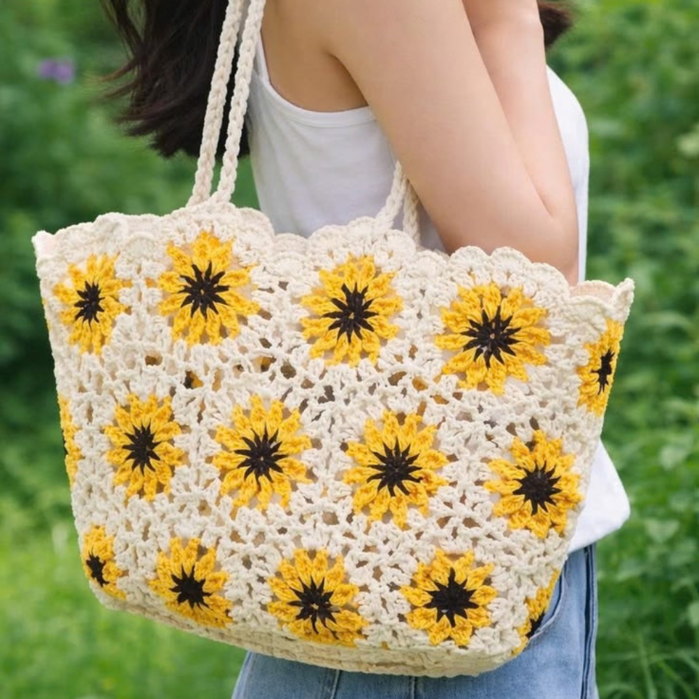 Cozy Bloom Crochet Tote Bag